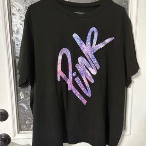 PINK Victoria's Secret Replica Black Tee with Purple Logo